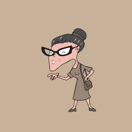 People old woman standing and pointingのイラスト素材