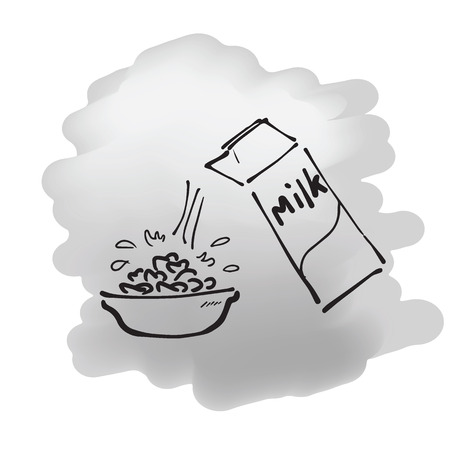 Cereal and milk cartoon drawingのイラスト素材
