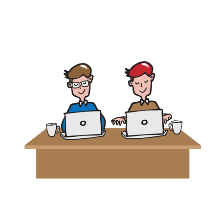 Coworking office space cartoon drawingのイラスト素材