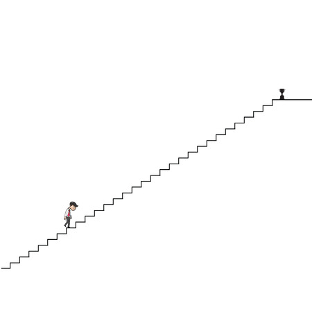 Businessman walking up long stairs for successのイラスト素材