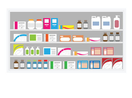 Pharmacy drug shelf in hospitalのイラスト素材