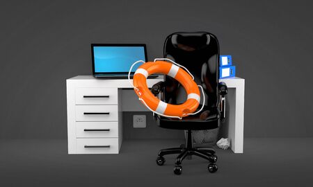 Office help concept isolated on gray backgroundの写真素材