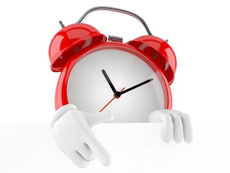 Alarm clock character isolated on white background