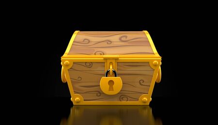 Treasure chest isolated on black backgroundの写真素材