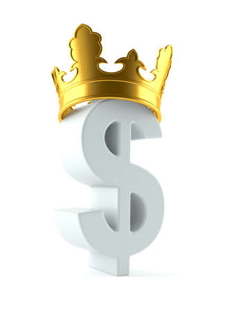 Dollar currency symbol with crown isolated on white backgroundの写真素材