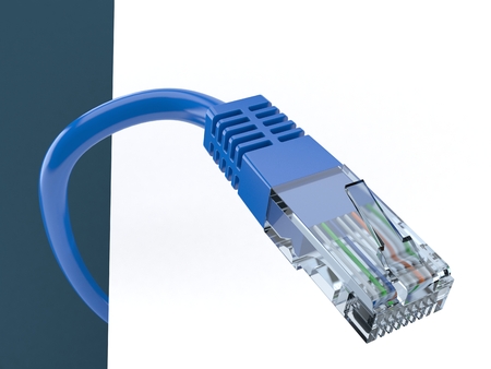 Network cable on blue background
