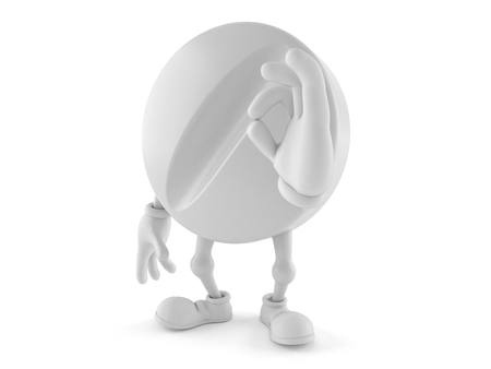 Tablet character with ok gesture isolated on white backgroundの写真素材