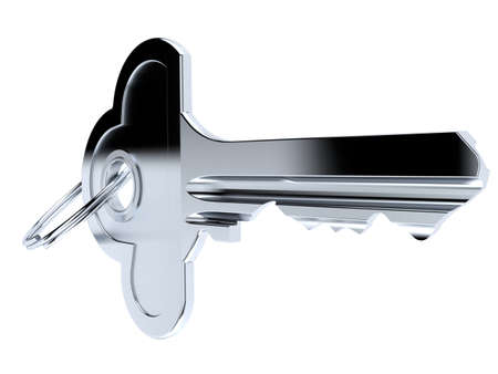 Door key in cloud shape isolated on white background