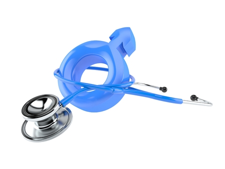 Stethoscope with male symbol isolated on white backgroundの写真素材
