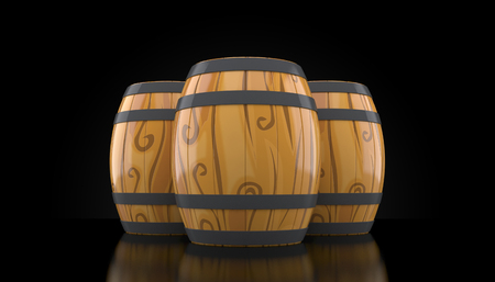 Wine casks on black backgroundの写真素材