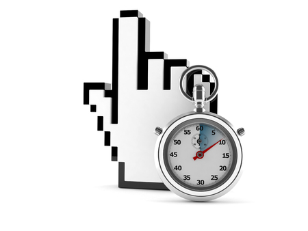 Cursor with stopwatch isolated on white backgroundの写真素材