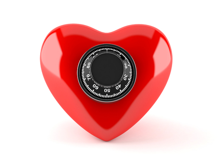 Heart with combination lock isolated on white backgroundの写真素材