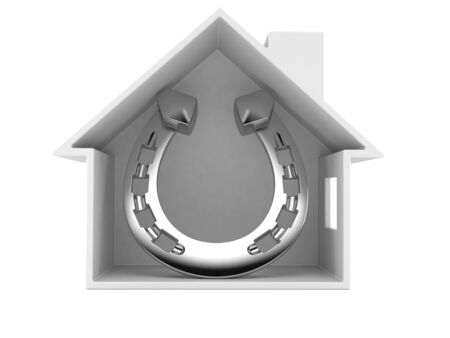 Horseshoe inside hose cross-section isolated on white backgroundの写真素材