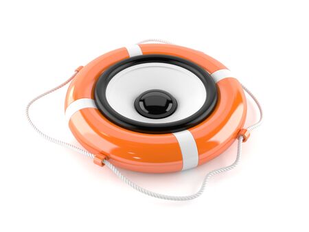 Audio speaker with life buoy isolated on white backgroundの写真素材