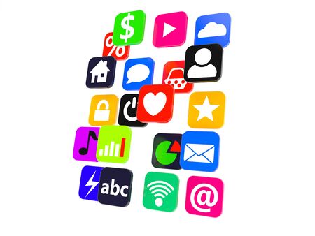 Application icons isolated on white backgroundの写真素材