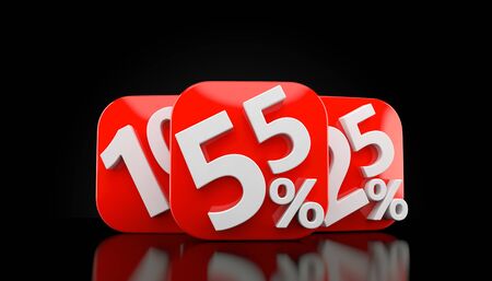 Numbers with percent symbols isolated on black background
