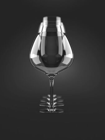 Wine glass on gray backgroundの写真素材