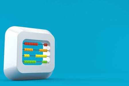 Abacus inside keyboard key isolated on blue backgroundの写真素材