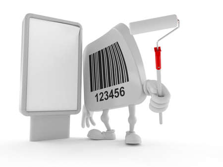 Barcode character with blank billboard isolated on white backgroundの写真素材