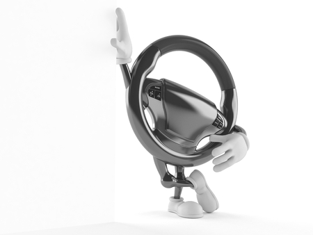 Car steering wheel character isolated on white backgroundの写真素材
