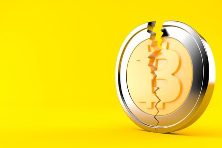 Bitcoin crisis isolated on orange backgroundの写真素材