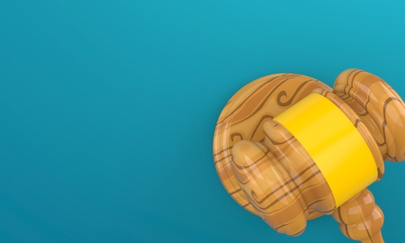 Gavel on blue backgroundの写真素材