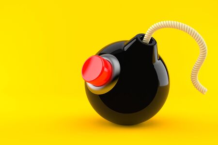 Bomb concept with push button isolated on blue backgroundの写真素材