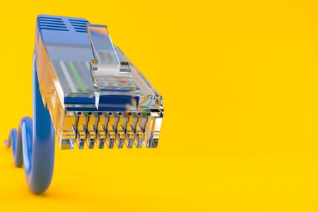 Network cable isolated on orange background
