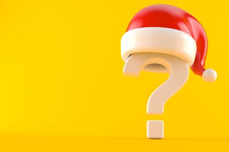 Question mark with santa hat isolated on orange backgroundの写真素材