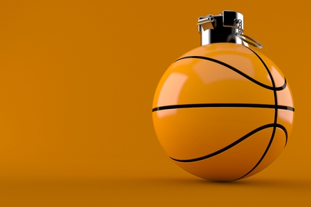 Basketball grenade isolated on orange backgroundの写真素材