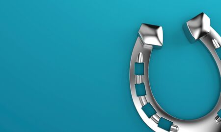 Horseshoe on blue backgroundの写真素材