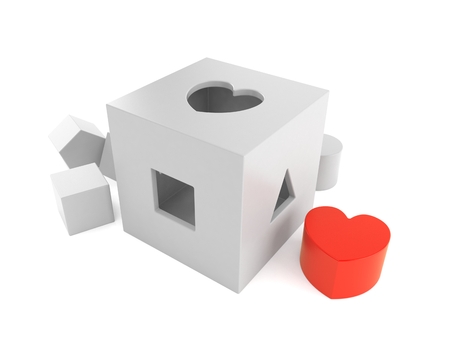 Heart toy concept isolated on white backgroundの写真素材