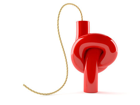 Dynamite stick with knot isolated on white backgroundの写真素材