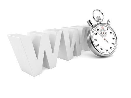 Stopwatch with WWW text isolated on white backgroundの写真素材