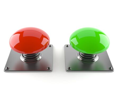 Red and green blank push button isolated on white background