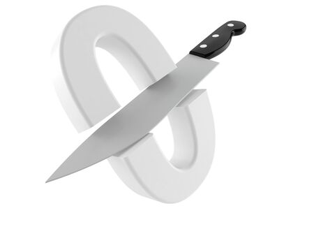 Kitchen knife with zero isolated on white background