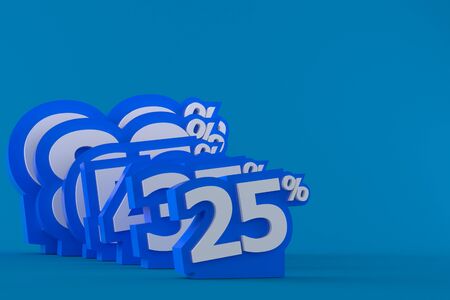 Percent numbers isolated on blue backgroundの写真素材