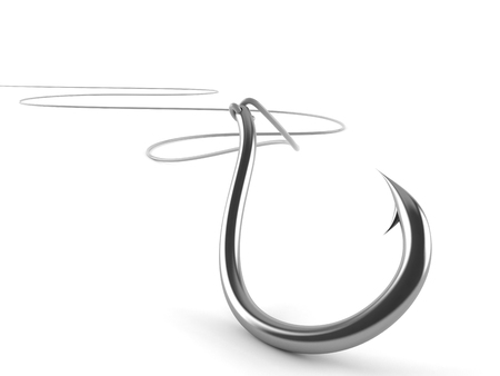 Fishing hook isolated on white backgroundの写真素材