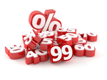 Sale numbers isolated on white backgroundの写真素材