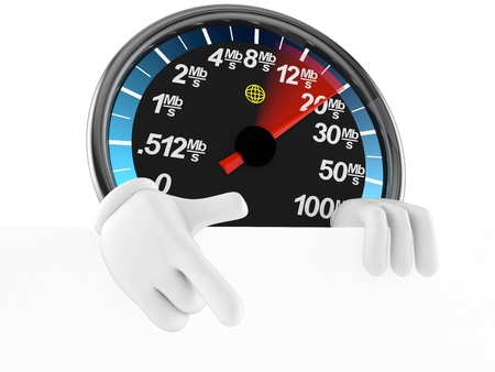 Network speed meter character isolated on white backgroundの写真素材