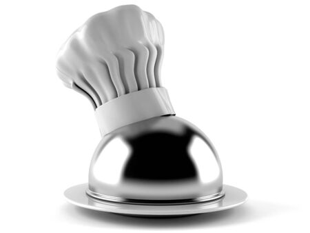 Catering dome with chef's hat isolated on white backgroundの写真素材