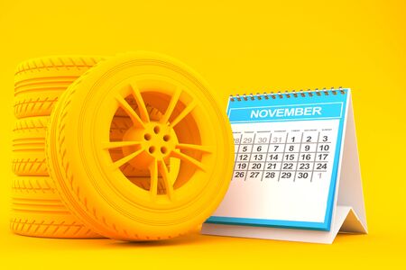 Transport background with calendar in orange colorの写真素材