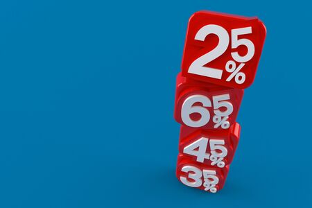 Percent numbers isolated on blue backgroundの写真素材