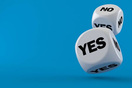 Choice dice isolated on blue backgroundの写真素材