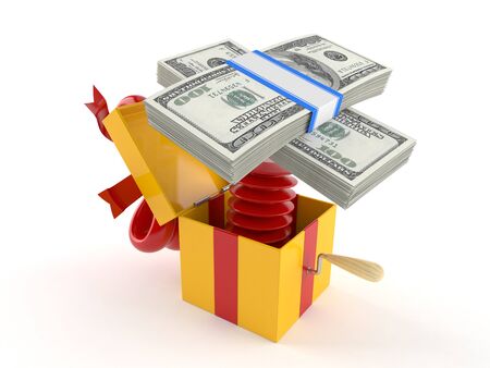 Gift with money isolated on white backgroundの写真素材