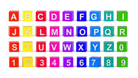 Toy blocks font isolated on white background
