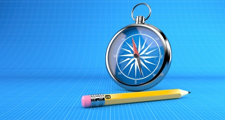 Compass on blueprint backgroundの写真素材