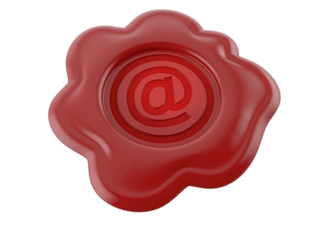 E-mail seal stamp isolated on white backgroundの写真素材
