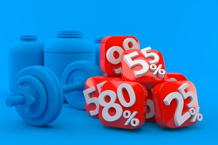 Fitness background with percent numbers in blue colorの写真素材