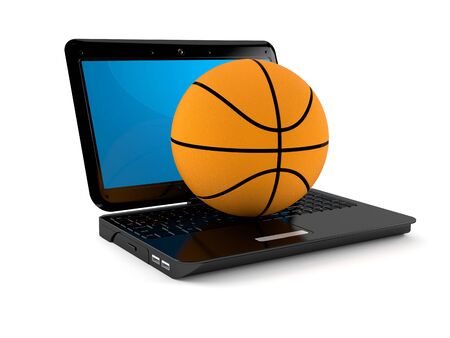 Basketball with laptopの写真素材